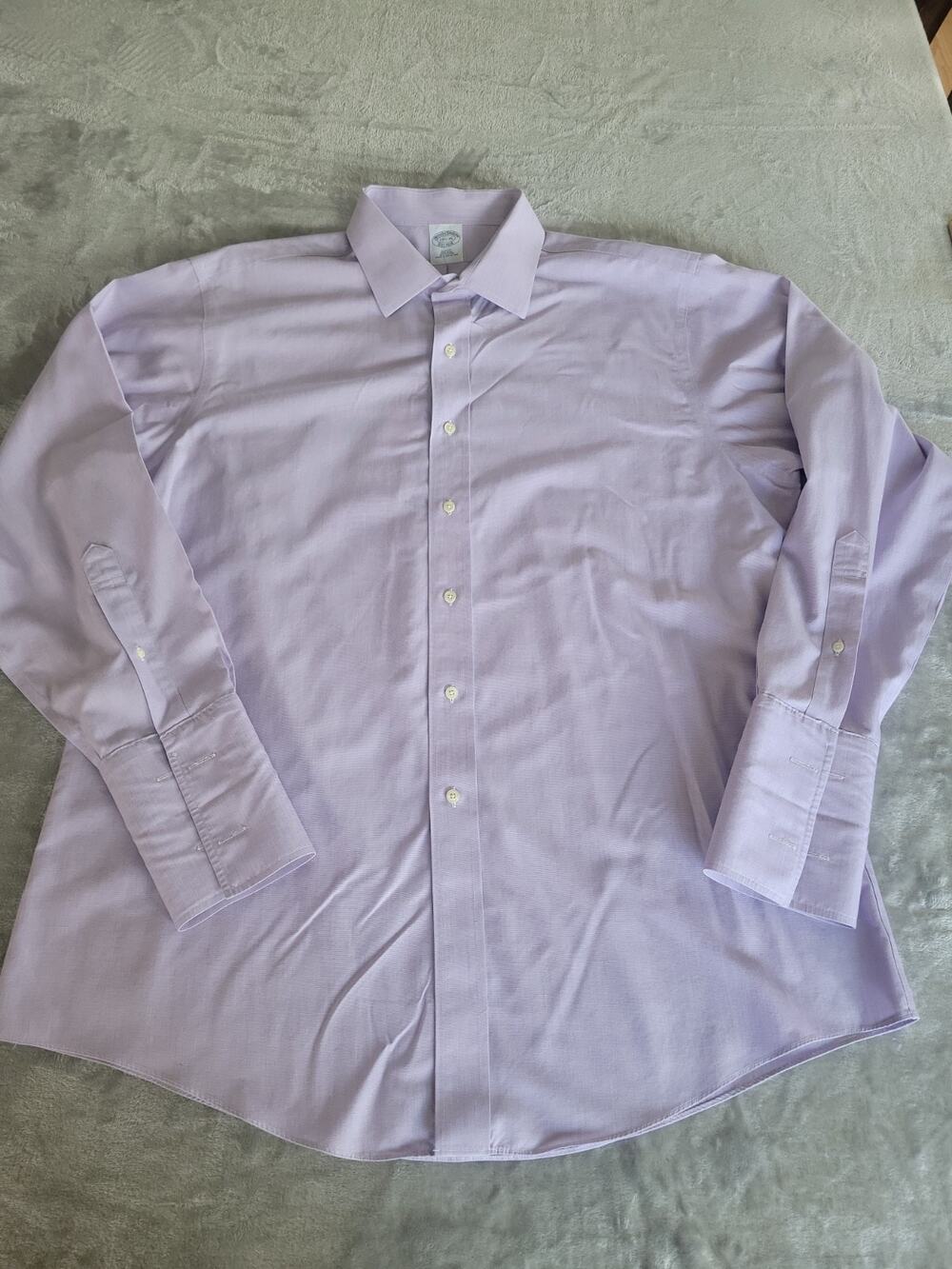 Brooks Brothers Men's 17.5x35 Lavender Cufflink Dress Shirt Non-Iron 100% Cotton